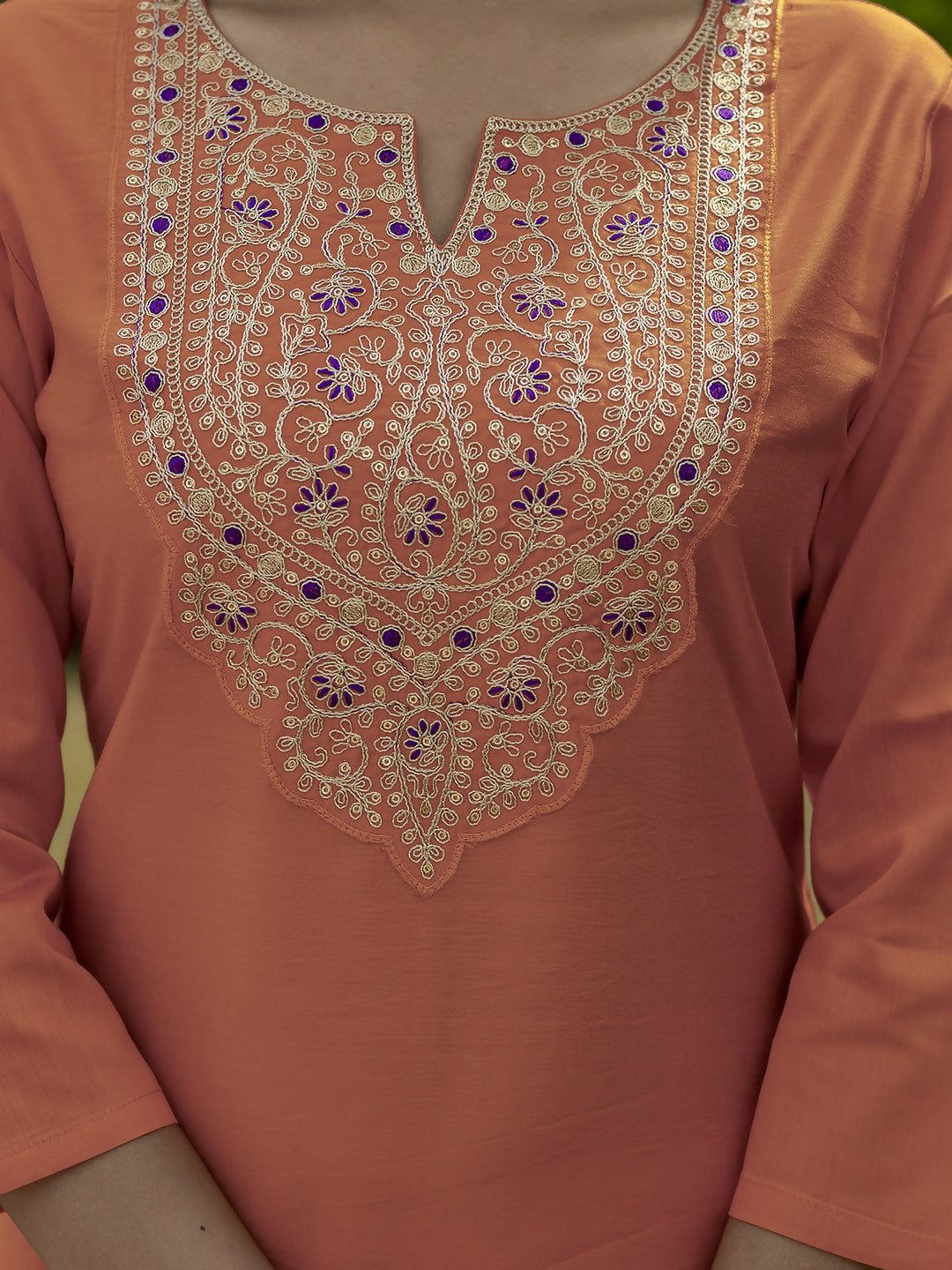 The52 Orange Women's Gorgeous Embroidered Rayon Fabric with Straight Kurta, Pant and Dupatta Set - Distacart
