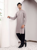 Grey Viscose Designer Chikankari Embroidery Work Men's Kurta - Mahotsav