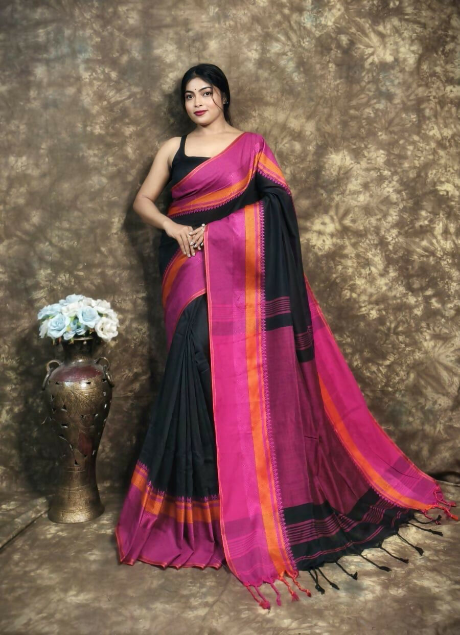 Exclusive Collection Block Print Pure Cotton Handloom Gorgeous Saree - Distacart