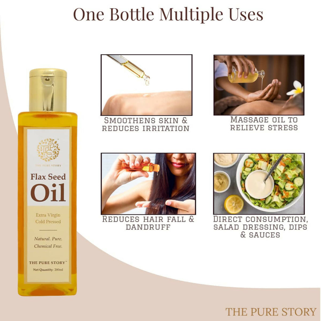 The Pure Story Natural Cold Pressed Flax Seed Oil for Hair & Skin - Distacart