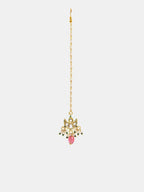Ruby Raang Gold Polished Maroon Kundan Maang Tikka - Distacart
