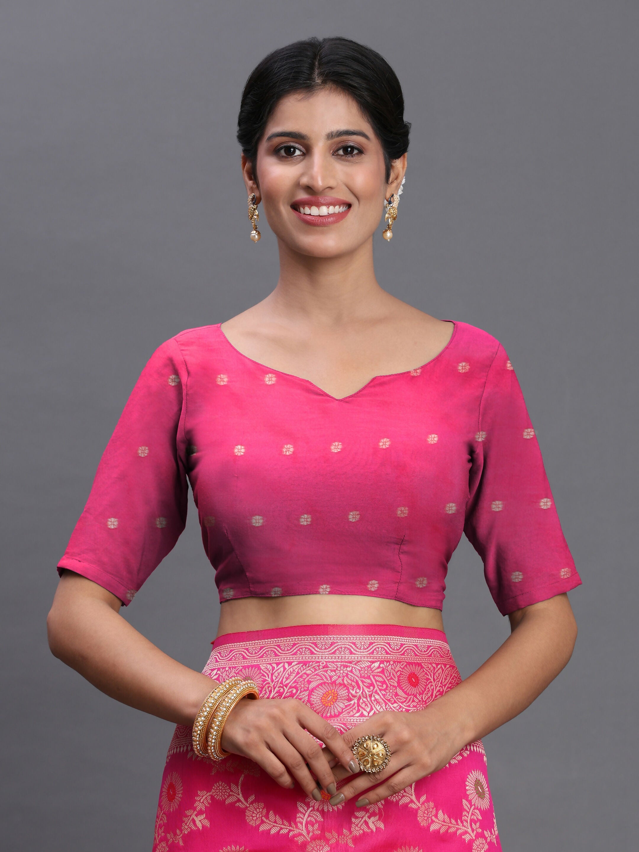 Shree Shyam Fashion Banarasi Silk Pink Saree - Distacart