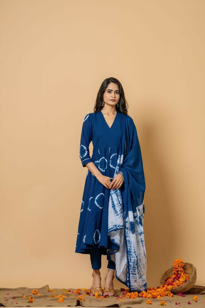 Joban Fashion Blue Tie & Dye Cotton Suit Set - Distacart