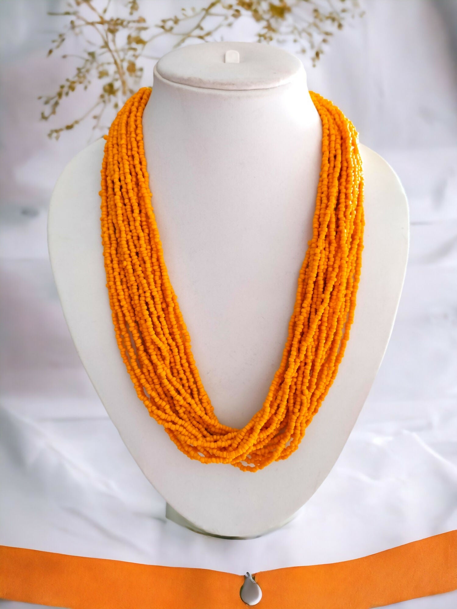 Inhanns Handmade Beaded Multilayer Necklace, 20 Layers - Yellow