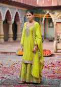 Anaita Lime Yellow Premium Embroidery Dhaga Sequin Work Ready Made Suit - Distacart