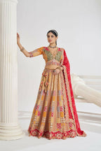 Kesar Fab Mustard Net Embroidered Lehenga