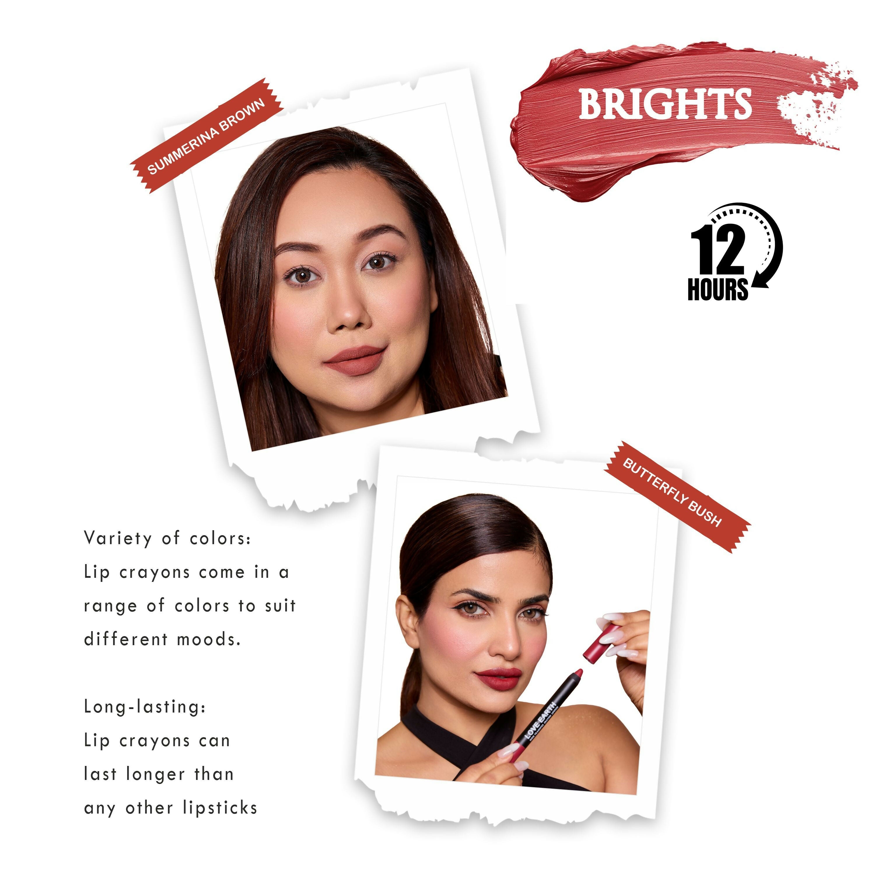 Love Earth Lip Crayon Non-Transfer Lipstick - Brights