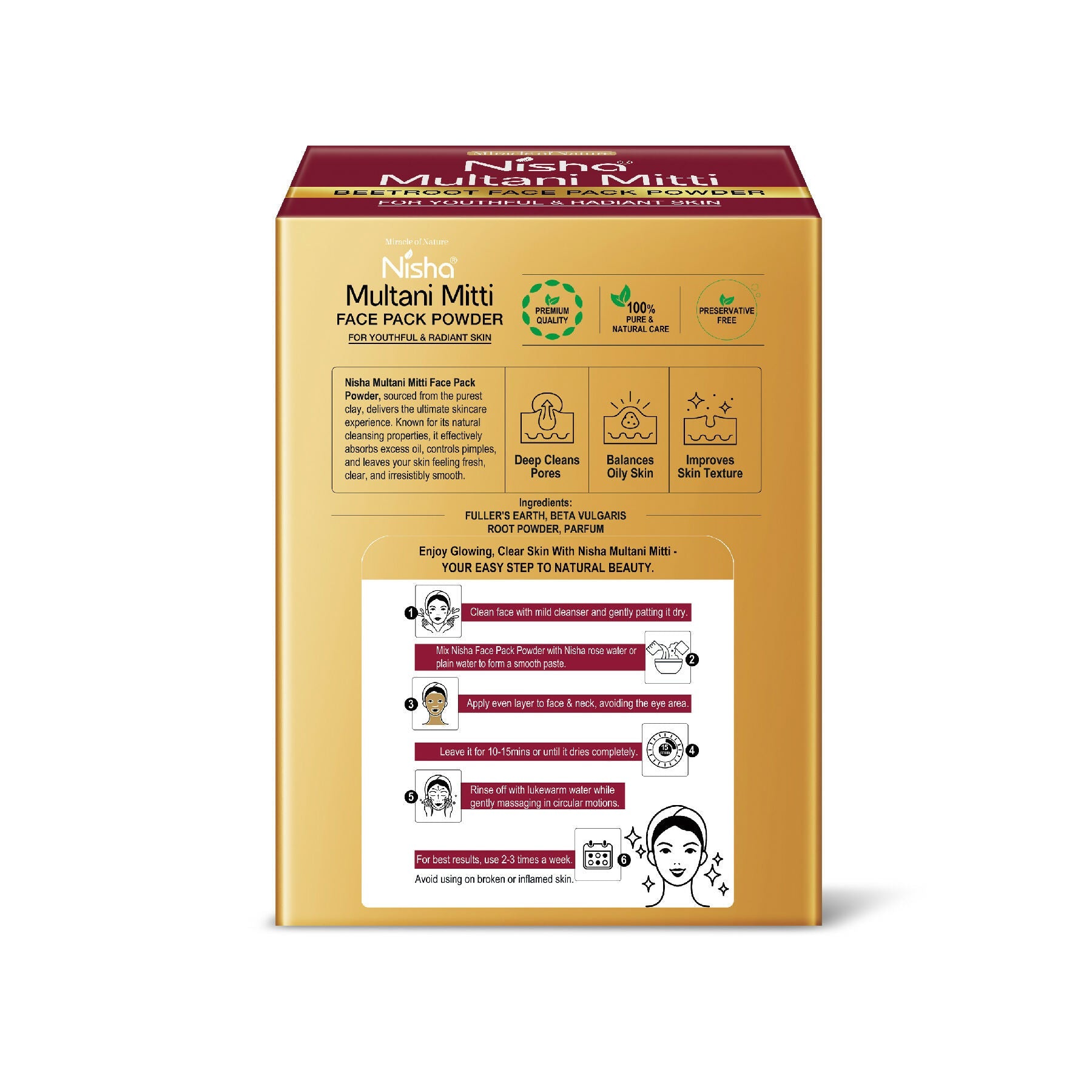 Nisha Beetroot Multani Mitti for Face |Skin Brightening Face Pack