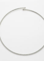 NVR Women's Silver-Toned CZ-Studded Choker Necklace