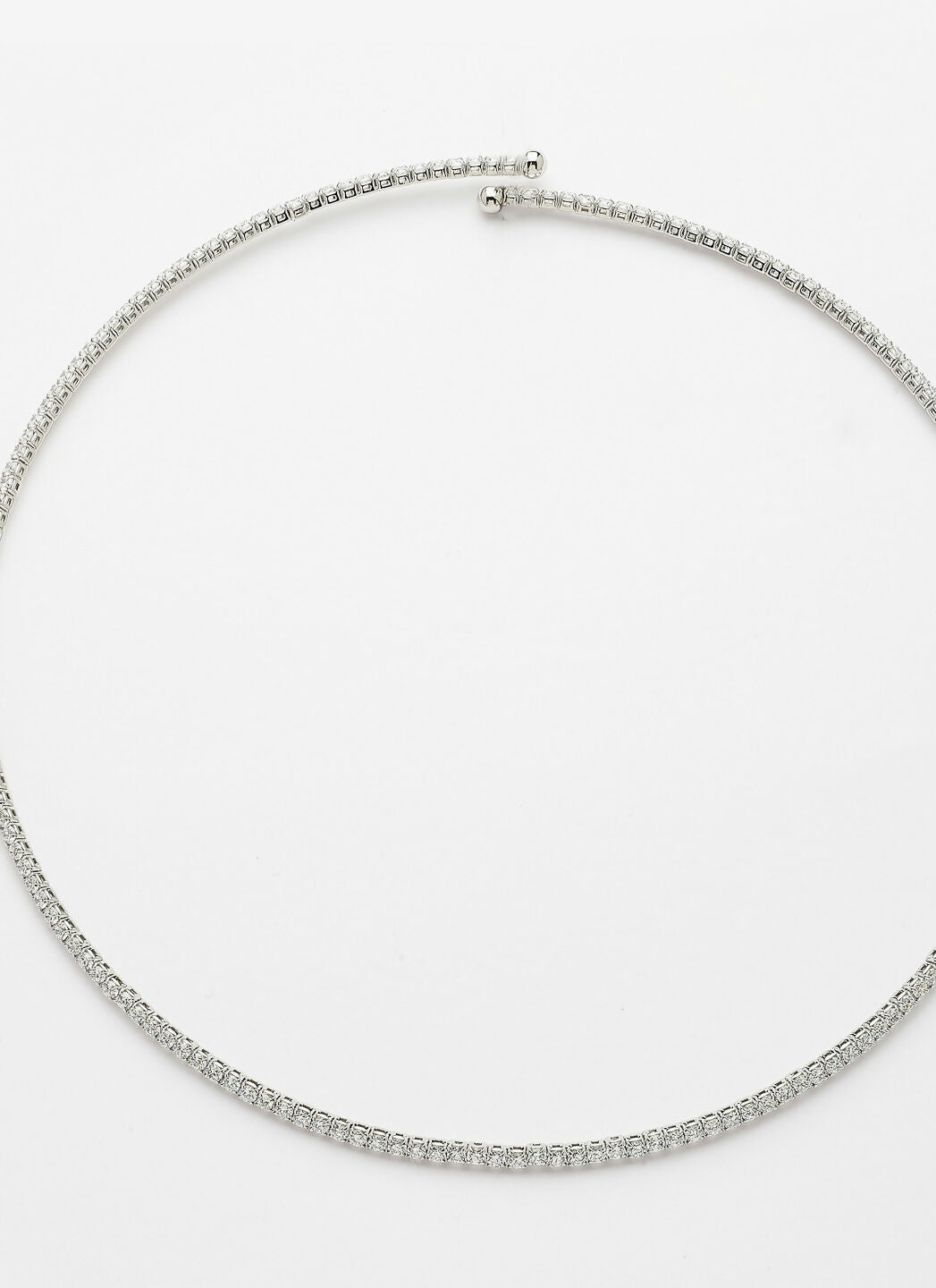 NVR Women's Silver-Toned CZ-Studded Choker Necklace