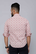 Miravan Men's Pink Pure Cotton Floral Print Slim Fit Casual Shirt