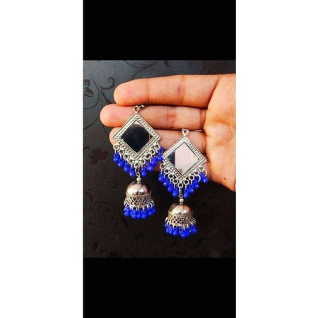 MS Fashion India Muskan Fancy Mirror work Blue Smart Earrings