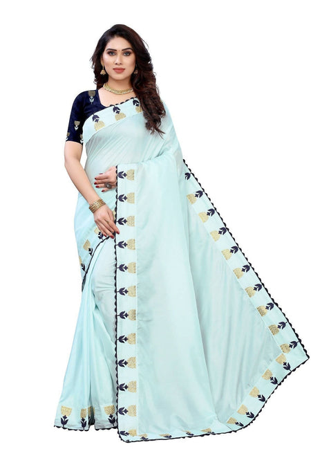 Vamika Sky Blue Dola Silk Embroidery Saree (GITIKA SKY BLUE)