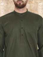 Even Apparels Pure Cotton Green Kurta - Green
