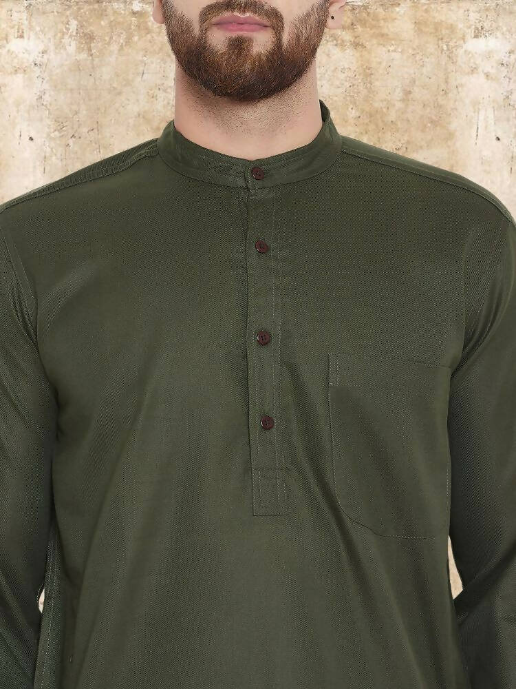 Even Apparels Pure Cotton Green Kurta - Green
