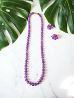 Inhanns Crystal Bloom – Single Line Necklace + Studs - Glossy Purple
