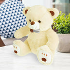 Webby Plush Cute Sitting Teddy Bear Soft Toys with Neck Bow and Foot Print (Beige)