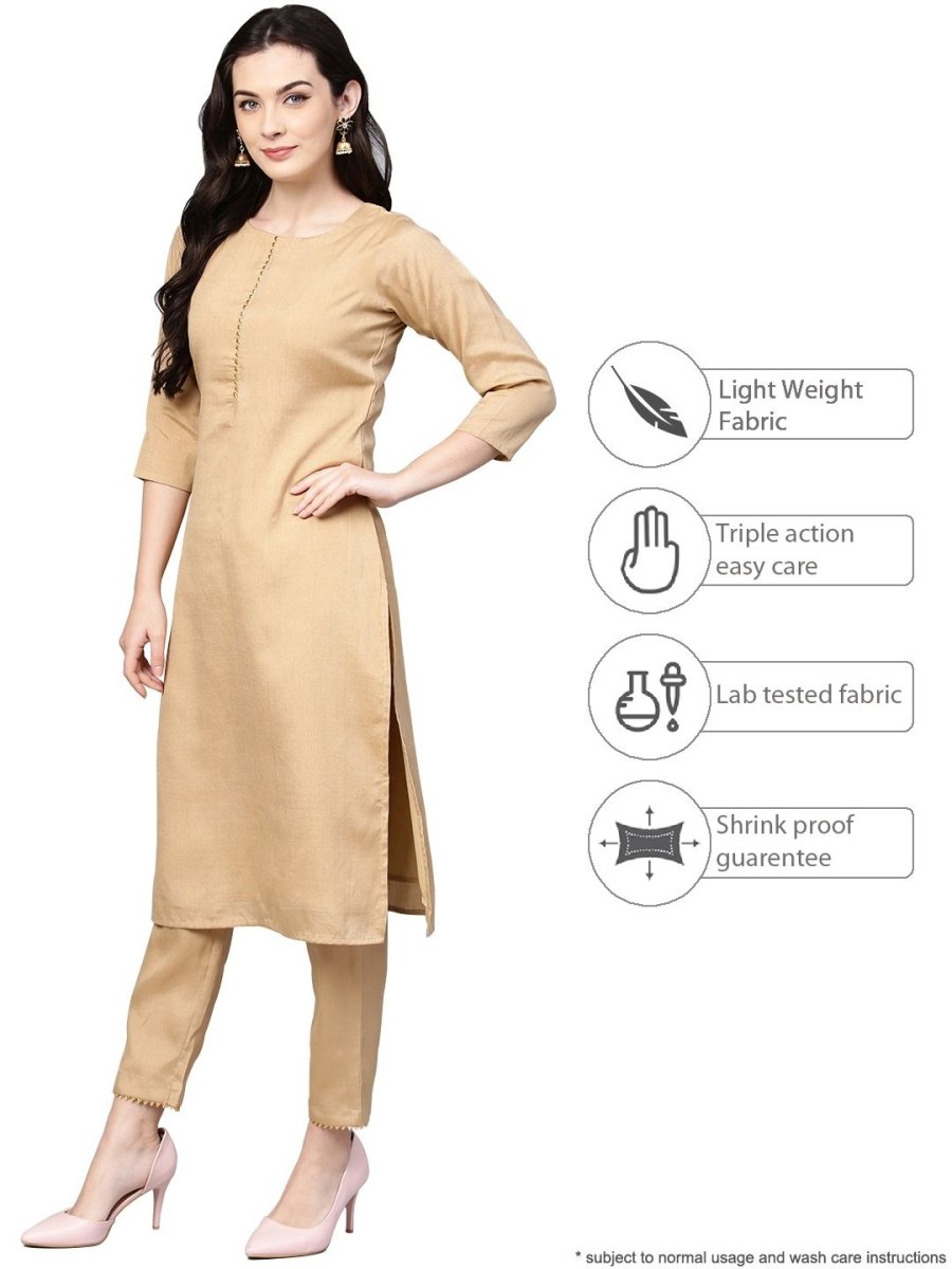 Ahalyaa Women's Faux Silk Kurta Pant Set with Traditional Bandhini Print Dupatta
