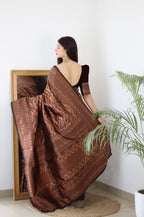 Vamika Weaving Banarasi Jacquard black Kanjivaram Saree - Distacart
