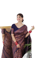 Vamika Weaving Banarasi Jacquard navy Kanjivaram Saree