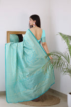 Vamika Weaving Banarasi Jacquard rama Kanjivaram Saree - Distacart