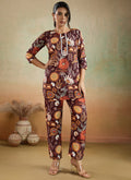 Prazu Fashion Brown Printed Cotton Reyon Festival Wear Co-Ord Set - Distacart