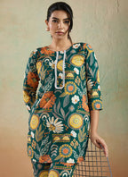 Prazu Fashion Green Printed Cotton Reyon Festival Wear Co-Ord Set - Distacart