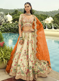 Vegaa Fashion Off White Silk Embroidered & Art Mirror Work Wedding Wear Lehenga Choli - Distacart