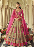 Vegaa Fashion Beige Silk Embroidered & Art Mirror Work Wedding Wear Lehenga Choli - Distacart