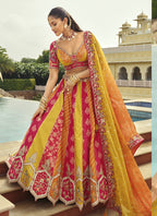Vegaa Fashion Multi Color Silk Embroidered & Art Mirror Work Wedding Wear Lehenga Choli - Distacart