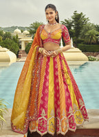 Vegaa Fashion Multi Color Silk Embroidered & Art Mirror Work Wedding Wear Lehenga Choli - Distacart