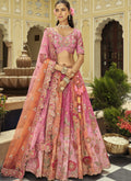 Vegaa Fashion Peach Silk Embroidered & Art Mirror Work Wedding Wear Lehenga Choli - Distacart