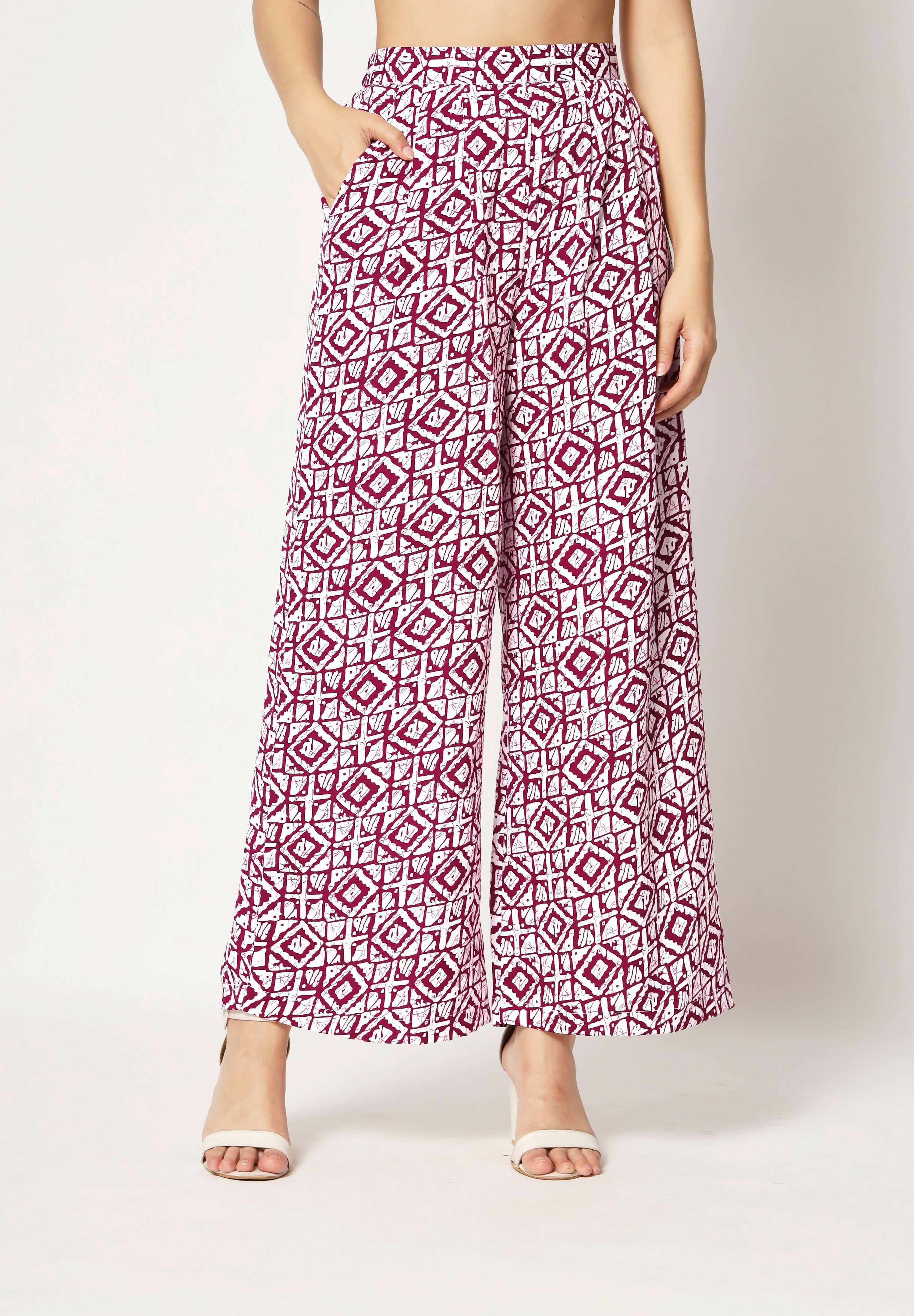 Pink Crepe Digital Printed Top With Matching Trouser - Shivani