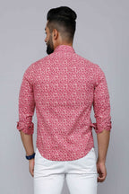 Miravan Men's Cotton Pink Floral Printed Shirt