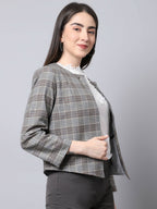 Even Apparels Brown Polywool Open Front Statement Women's Jacket - Distacart