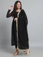 Fab Fashion Black Georgette Side Slit Set