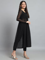 Fab Fashion Black Georgette Side Slit Set