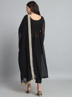 Fab Fashion Black Georgette Side Slit Set