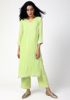 trueBrowns Green Gota Slit Kurta-Pant - Distacart