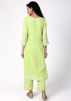 trueBrowns Green Gota Slit Kurta-Pant - Distacart