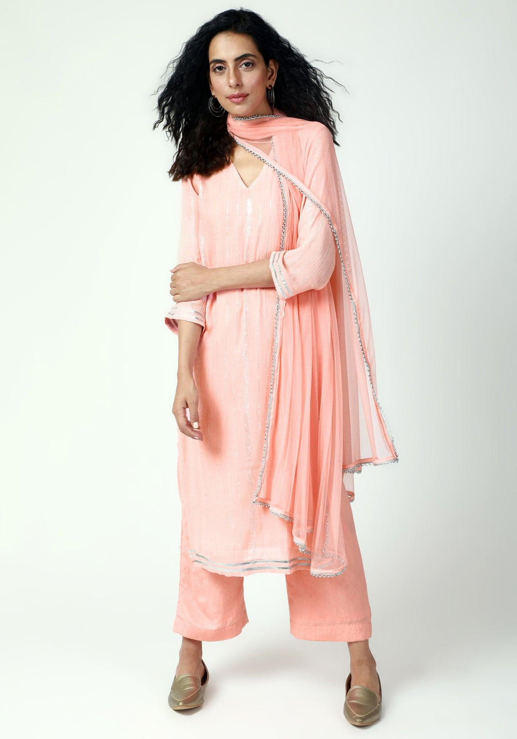 trueBrowns Blue Gota Slit Kurta-Pant-Dupatta - Distacart