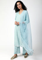 trueBrowns Blue Gota Slit Kurta-Pant Set - Distacart