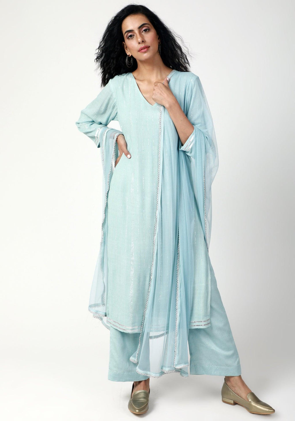 trueBrowns Gota Slit Kurta-Pant-Dupatta - Distacart