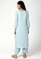 trueBrowns Blue Gota Slit Kurta-Ruffled Pant-Dupatta - Distacart
