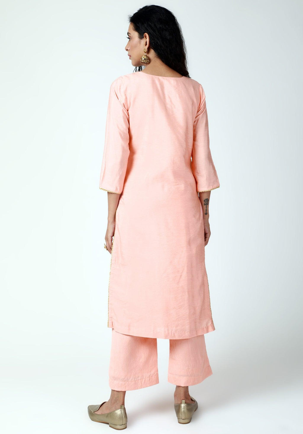 trueBrowns Peach Gota Kurta-Pant-Dupatta - Distacart