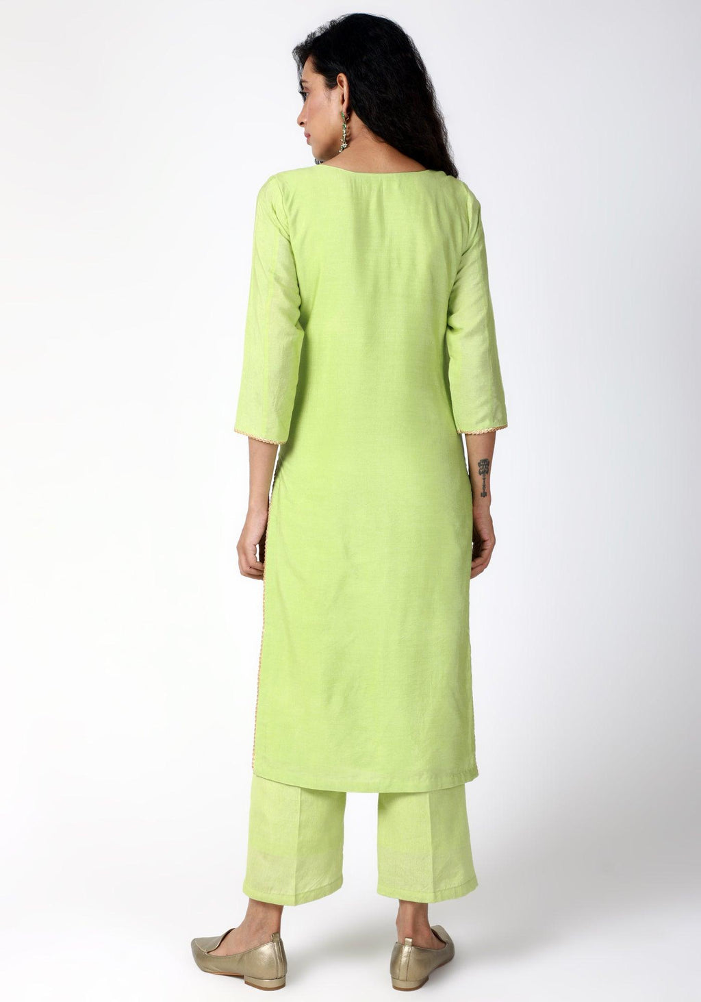 trueBrowns Green Gota Kurta-Pant-Dupatta - Distacart