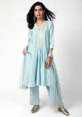 trueBrowns Blue Gota Kurta-Pant-Dupatta - Distacart