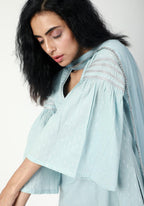 trueBrowns Blue Silver Laced Kurta-Pant-Dupatta - Distacart