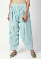trueBrowns Blue Silver Laced Kurta- Ruffled Pant-Dupatta - Distacart