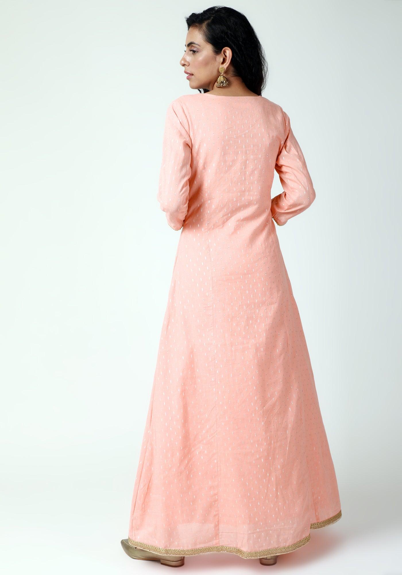 trueBrowns Peach Lace Kurta-Pant-Dupatta - Distacart
